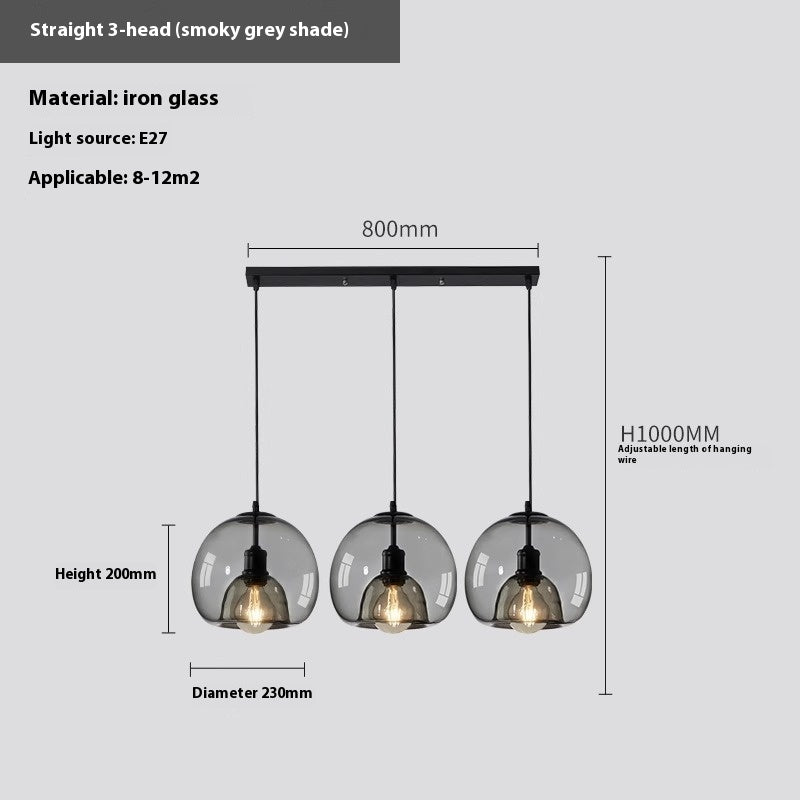 Nordic Creative Restaurant Chandelier Modern Simple Personality Minimalist Bar Small Droplight Three-head Glass Dining Table Lamps