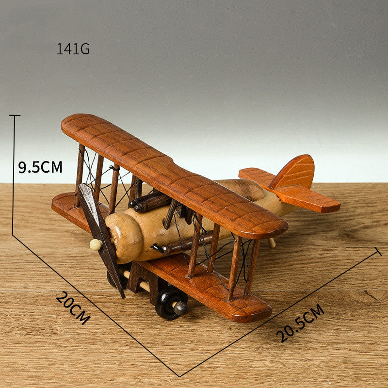 Retro Wooden Airplane Decoration Creative Home Desktop