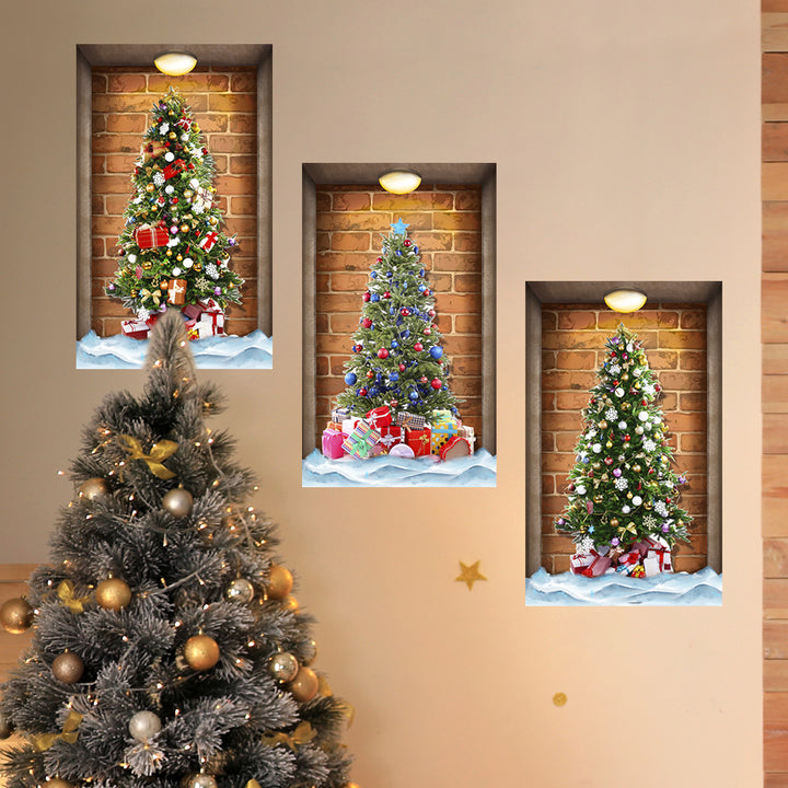 Christmas Tree Gift Atmosphere Decorative Wall Stickers