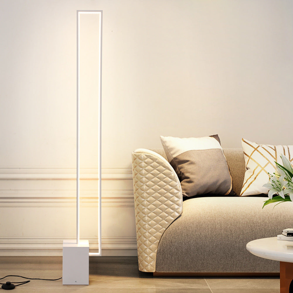 Minimalist Sand Black Floor Lamp Quadriboid Base Square Light Body