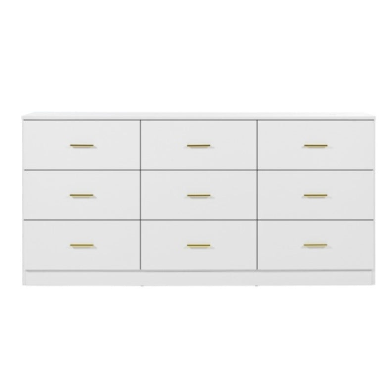 Modern White 9-Drawer Dresser For Bedroom - Ample Storage Wide Chest Of Drawers, Sturdy Safe