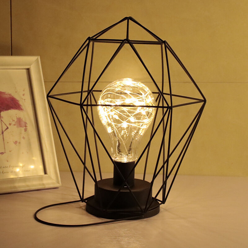 Wrought Iron Geometric Table Lamp Home Decoration