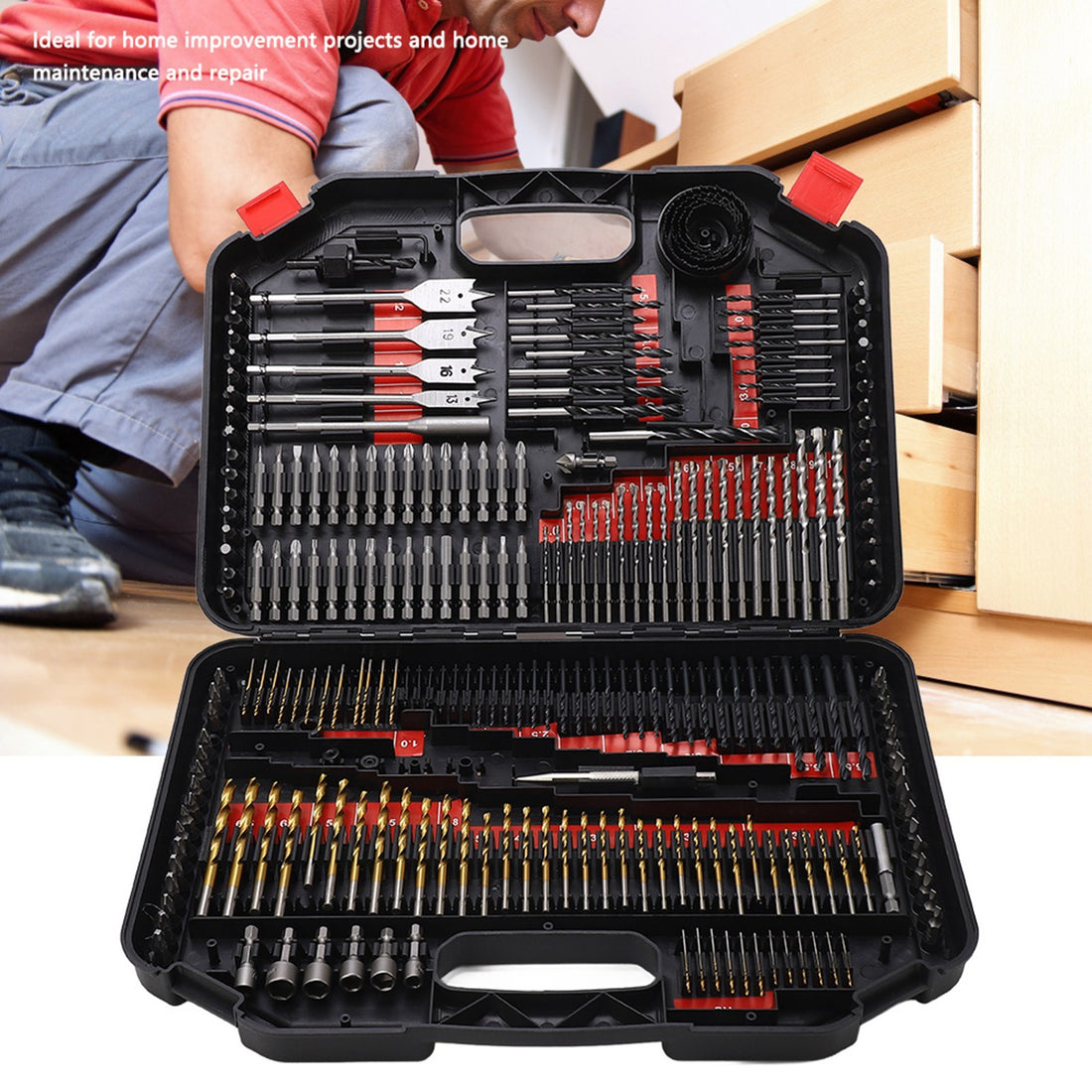 246PCS Multifunctional Combination Drill Bit Screw Bits Set Kit with Black Plastic Box