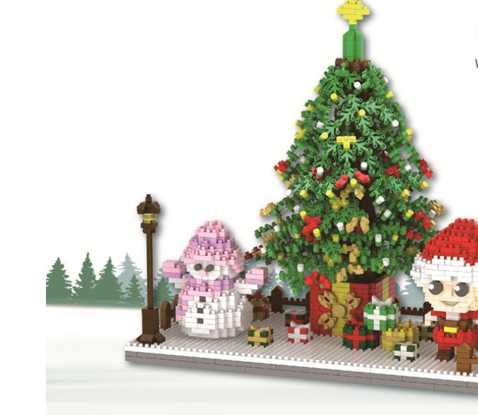 Micro Mini Blocks Father Christmas Sets Model Bricks Building Kits Kids Toys Diamond Santa Claus Tree House Snowman Snowman