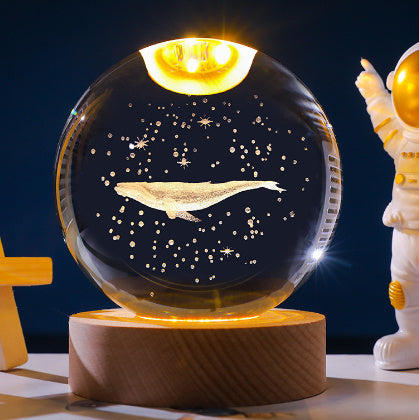 3D Constellation Crystal Ball Night Light Laser Engraved Birthday Gift Glass Sphere Home Desktop Decoration With Wooden USB Base