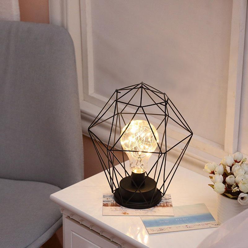 Wrought Iron Geometric Table Lamp Home Decoration