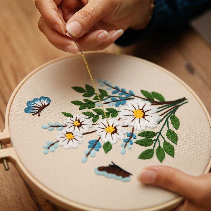 Hand-made Diy Material Package For Embroidered Butterfly Flowers And Paintings