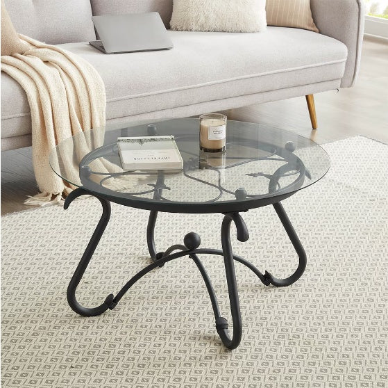 2-piece Coffee Table Set With Tempered Glass Surface