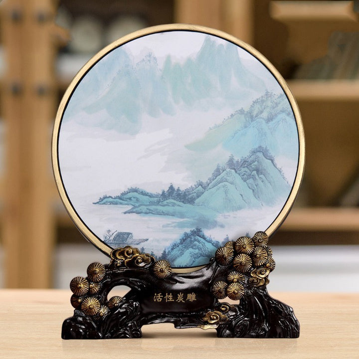 Decoration Artifact Zen Landscape Home Decoration Antique Frame Living Room Porch Ancient Style Decoration