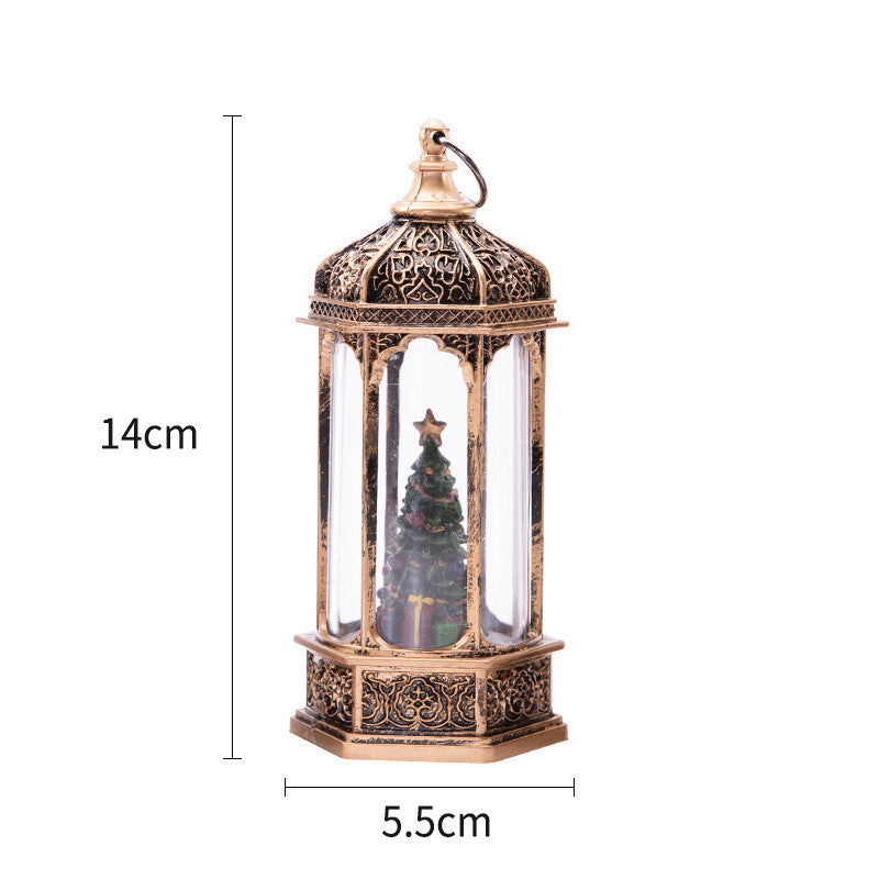 Christmas Decoration Small Oil Lamp Christmas Retro Interior View Hexagonal Lantern