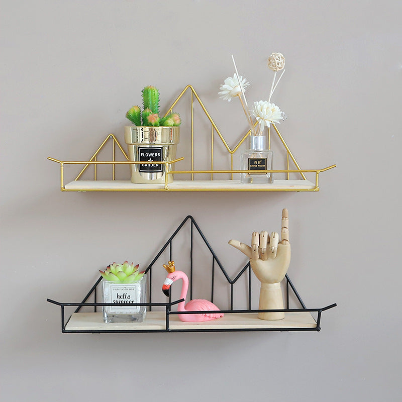 Nordic Simple Iron Landscape Design Wall Decorations Storage Rack Creative Home Wall With Fence Storage Wall Decoration