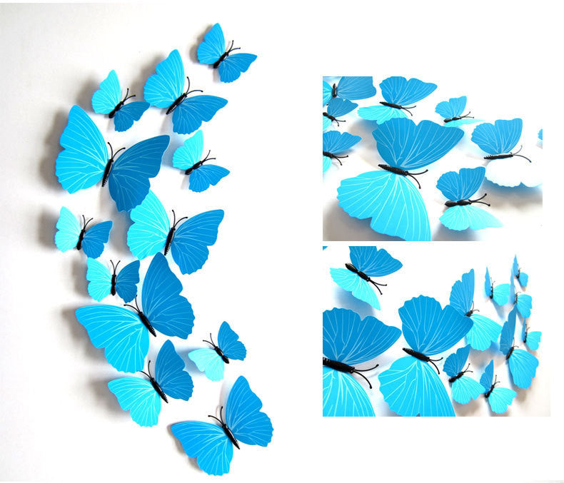 3D simulation butterfly 12 set home decoration ornaments factory direct single layer butterfly H-003 white