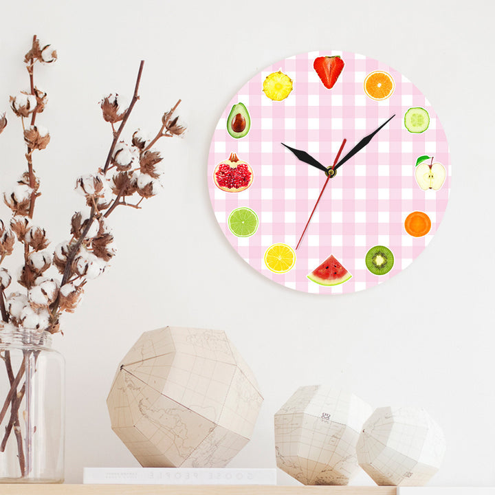 12 Kinds Of Different Fruits Dining Table Wall Clock Fruit Colorful Clock Home Living Room Decoration Dining Room Wall Clock