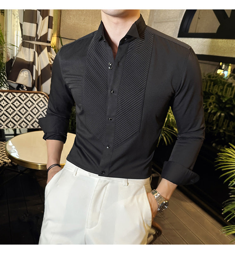 Slim-fit Men's Wedding Dress Banquet Performance Shirt