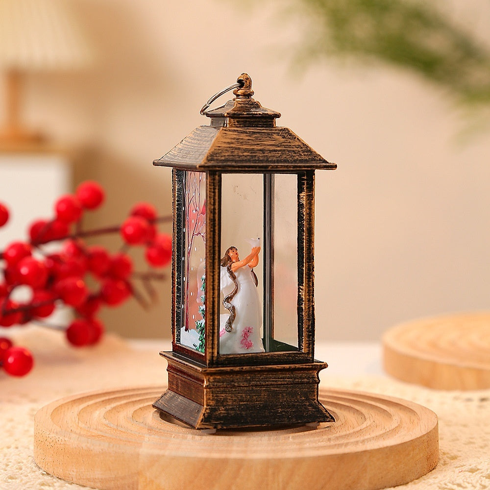 Christmas Portable Oil Lamp Santa Claus LED Night Lights Battery Powered Indoor Outdoor Hanging Lanterns Festive Party Decoration