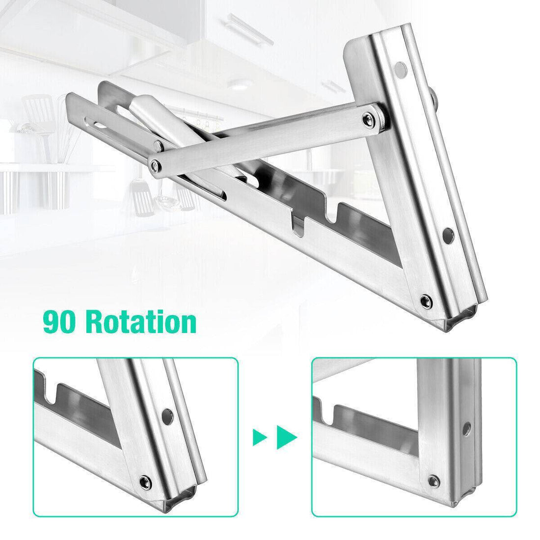 1 Pair Stainless Steel Folding Brackets Loadable - 150Kg Wall Bracket Shelf Bracket Angle