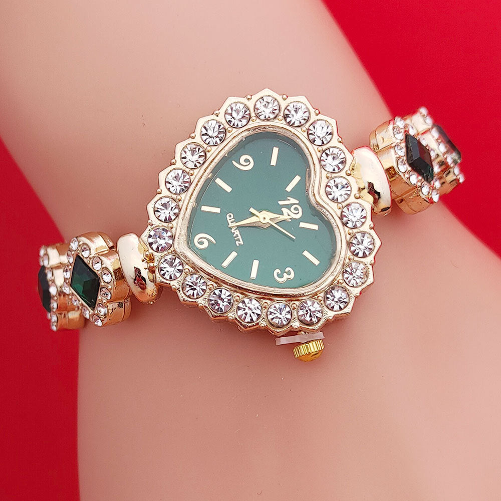 Fashion Love Shape Bracelet Watch Set Diamond Colored Heart Quartz Watch Women's Fashion Jewelry Set Valentine's Day Gift