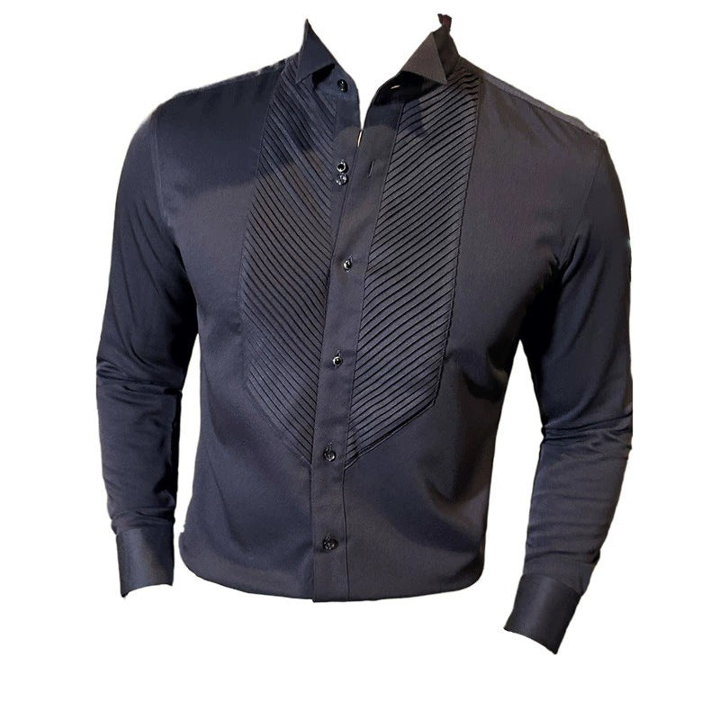 Slim-fit Men's Wedding Dress Banquet Performance Shirt