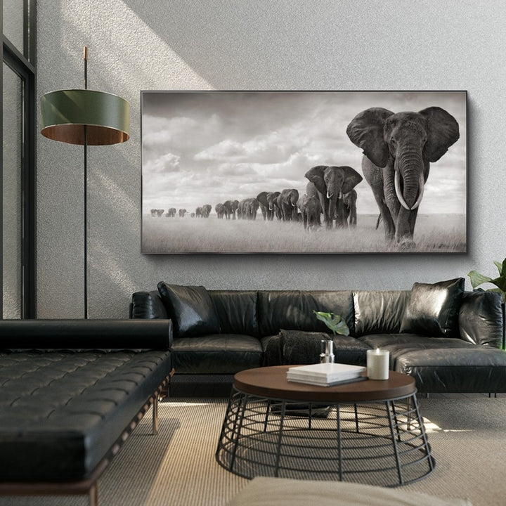 Canvas African Elephant On Wall Poster And Printed African Animal Pictures