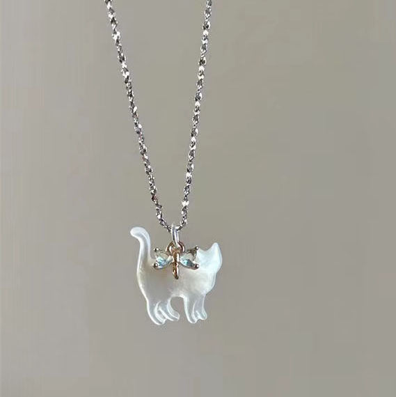 Fashion Jewelry Cute Transparent Cat Rhinestone Pendant Necklace Silver Plated Chain Women Girls Fashion Collar Necklace Party Gift