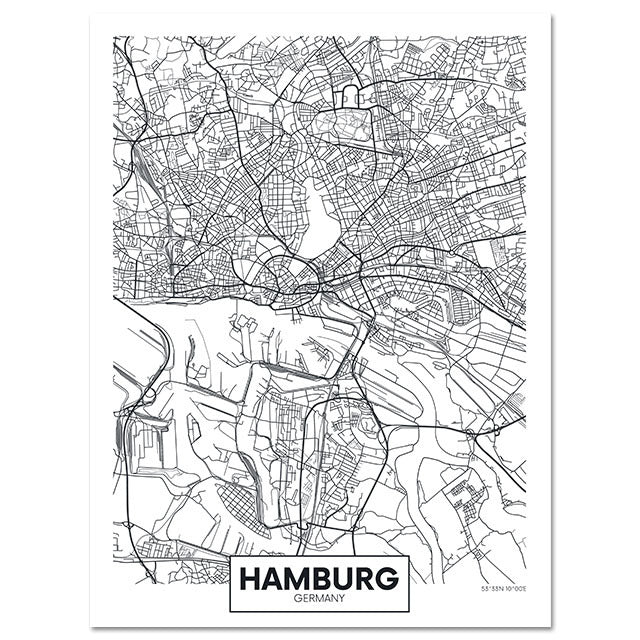 Fashion Home Decoration City Map Canvas Painting