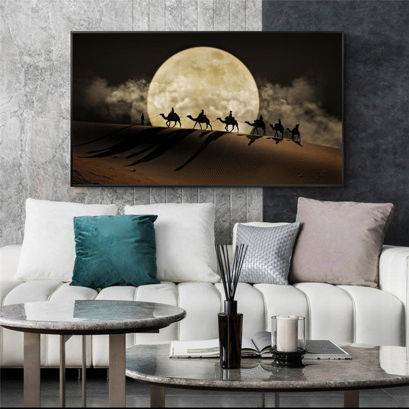 Desert Moon Night Wall Art Poster Canvas Painting