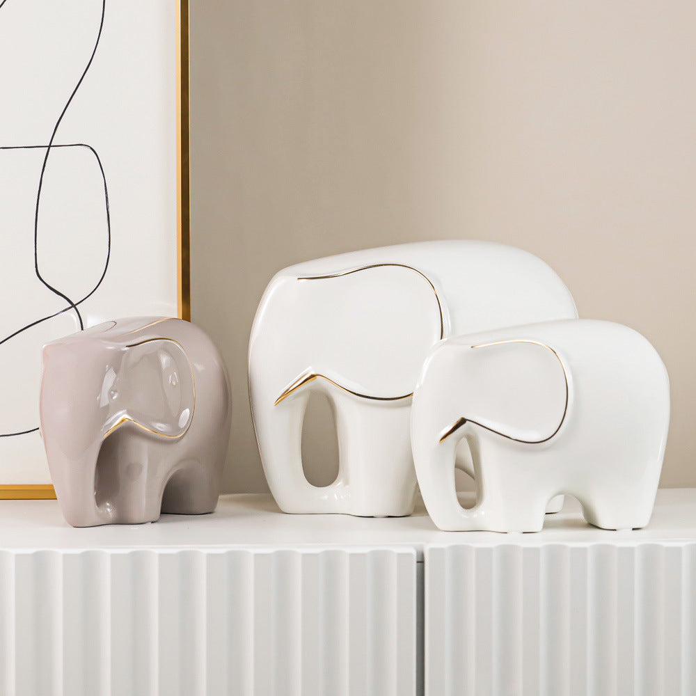 Simple Elephant Ceramic Decoration Office Desktop Home