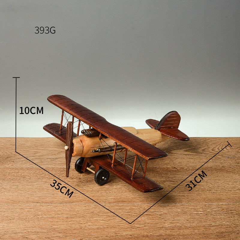 Retro Wooden Airplane Decoration Creative Home Desktop