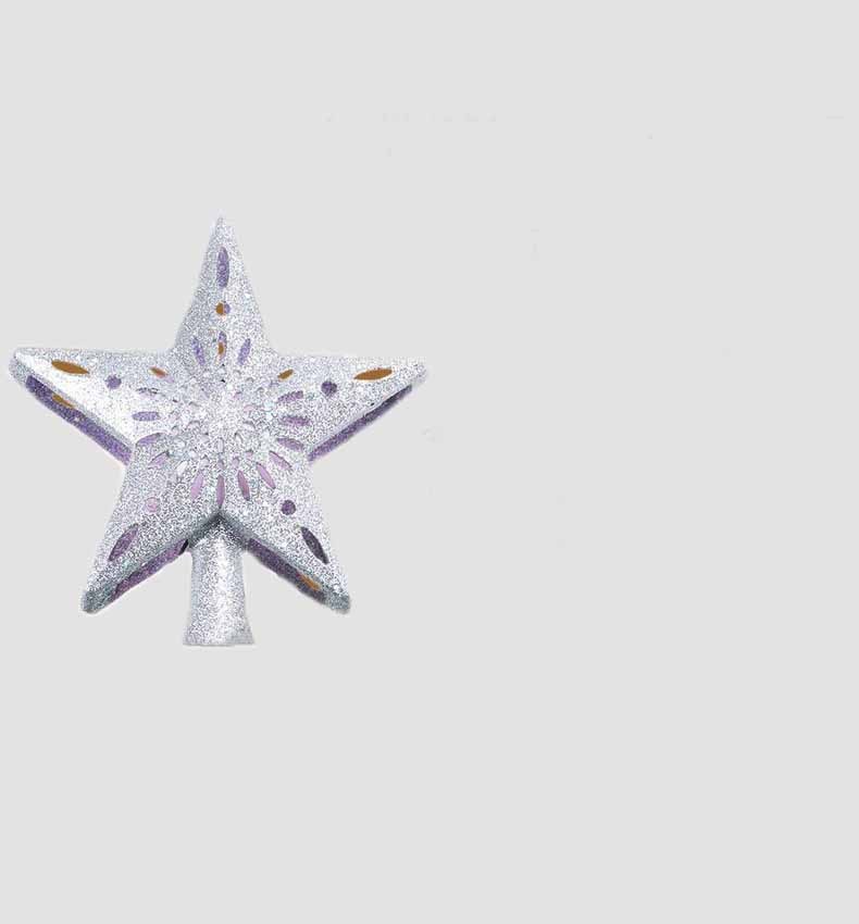 Christmas Tree Topper Star Lighted 3D Glitter Silver Snow Tree Toppers Snowflake Projector New Year Home Decoration