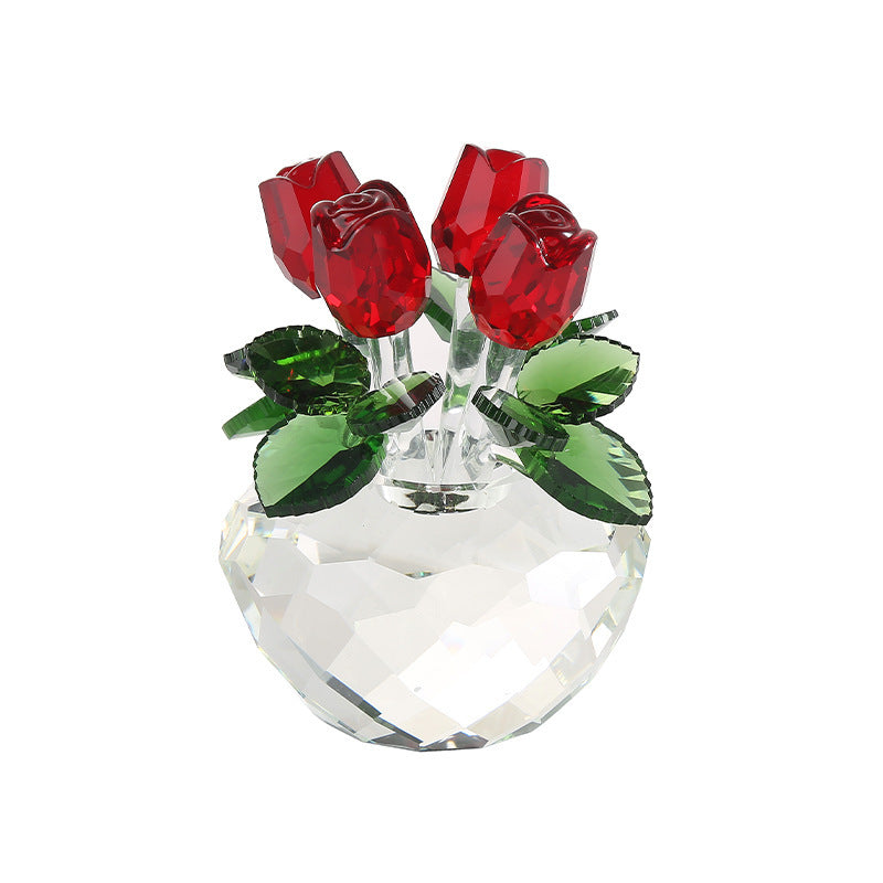 Colorful Crystal Rose Ornaments Home Decoration Crafts