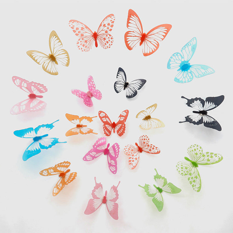 18PCs 3D Crystal Butterfly Wall Stickers OPP Bags Children Living Room Beautiful Butterfly Room Wall Stickers Home Decoration