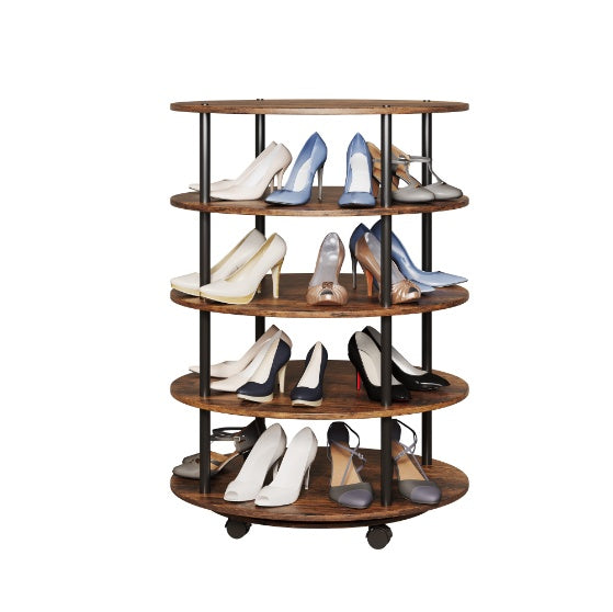 5-tier Round Wheeled Swivel Shoe Rack