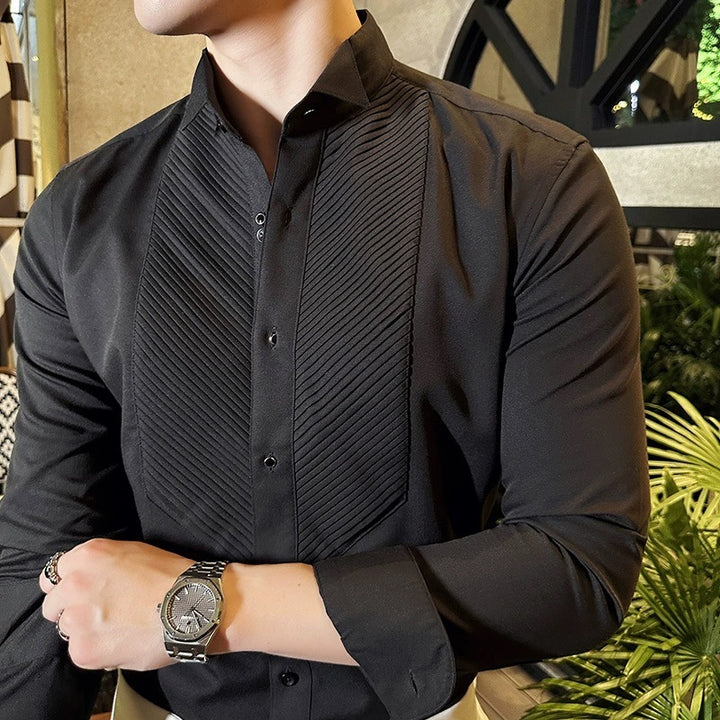 Slim-fit Men's Wedding Dress Banquet Performance Shirt