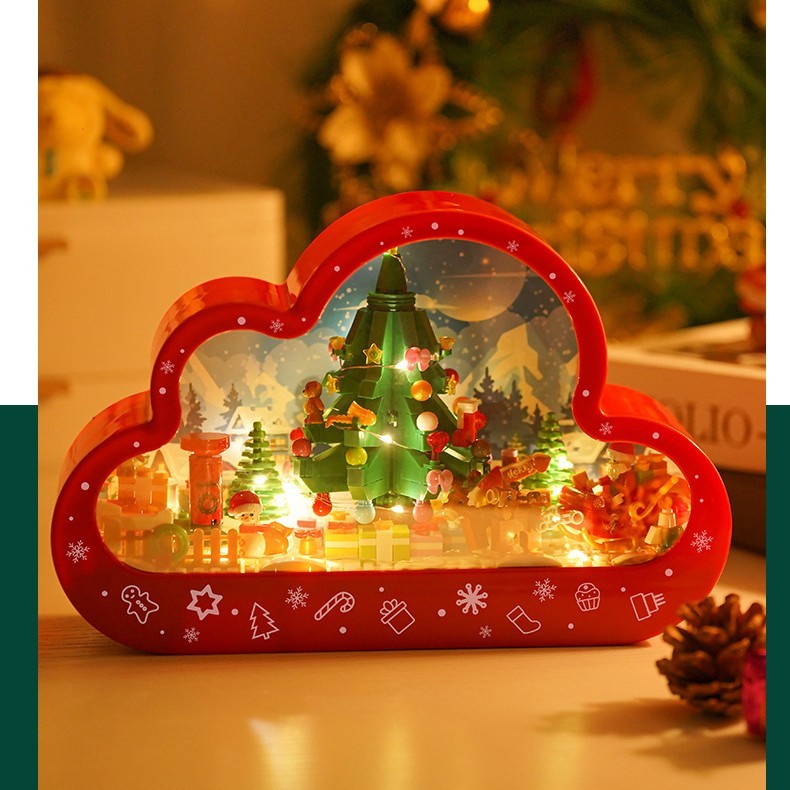 Christma New Style Assembled Building Block Toys Cloud Night Lamp Decorative Mirrors Frame LED Table Lights Creative Desk Bedroom Handmade Birthday Gifts