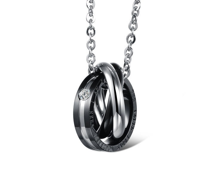 Small Gift Interlocking Titanium Steel Couple Necklace